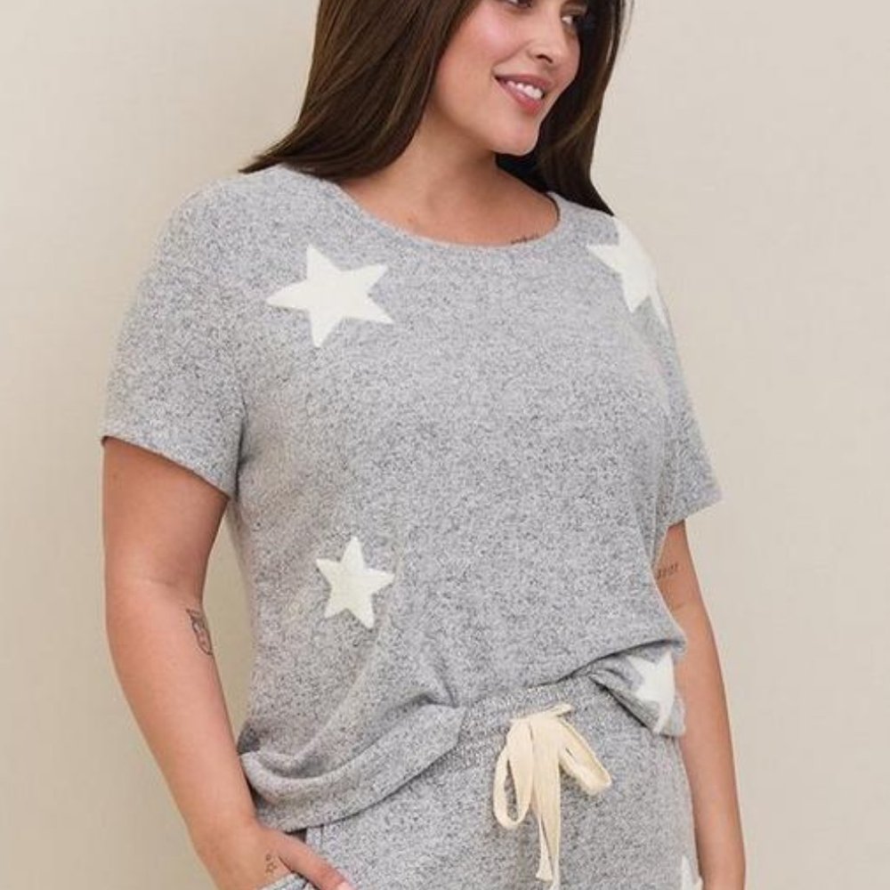 NWT TORRID TEE PLUSH STAR PRINT - SUPER SOFT  SHORT SLEEVE - LOUNGE TEE - Picture 6 of 7